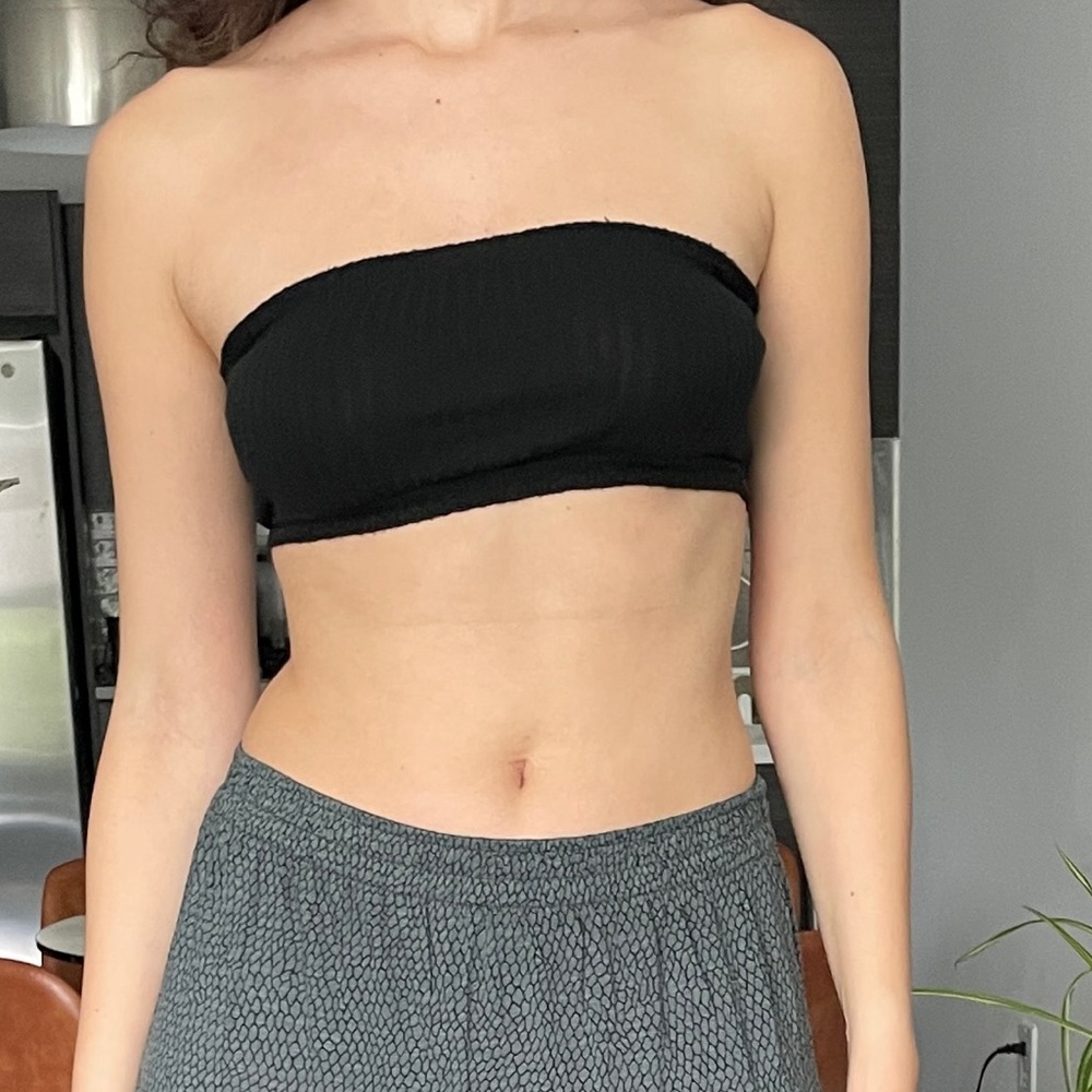 Black strapless top